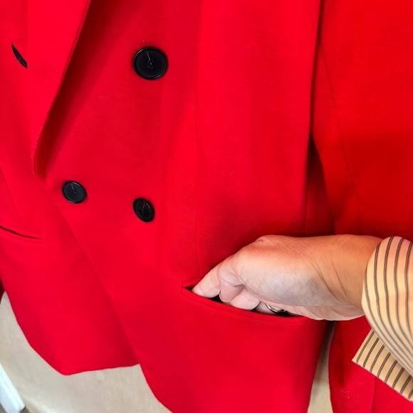 Loft Vibrant Red Blazer Size 8 Office Preppy Academia Washable Lined Pockets - Picture 6 of 13